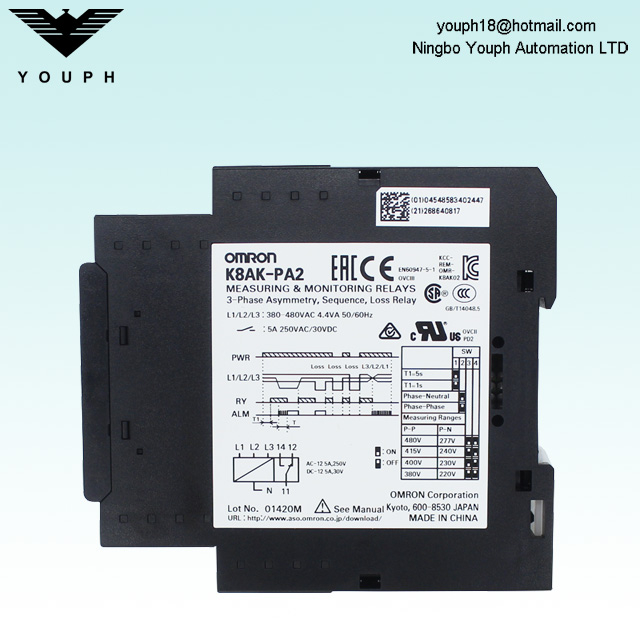 OMRON K8AK-PA2 K8AK-PH1 K8AK-PM2 Phase-sequence Phase-loss Relay