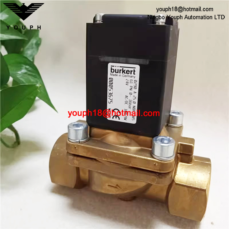 Burkert 00053675 0290 Series NBR Diaphragm 2/2-way DN25 Brass Servo-controlled Solenoid Valve