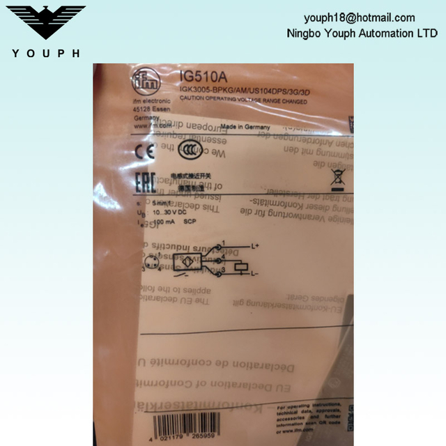 IFM IG510A IGK3005-BPKG/AM/US104DPS/3G/3D Inductive Full-metal Sensor