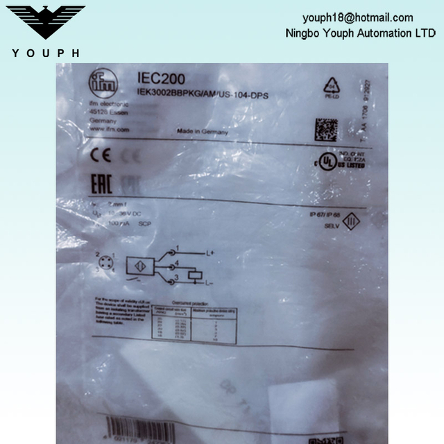 IFM IEC200 IEK3002BBPKG/AM/US-104 Inductive Full-metal Sensor