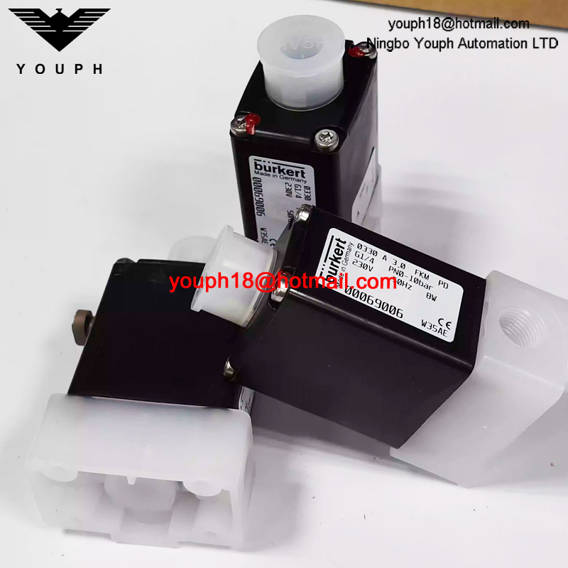 Burkert 00069006 0330 G1/4 A Series FKM Diaphragm Plastic PVDF Body 2/2-way Normally Closed Solenoid Valve