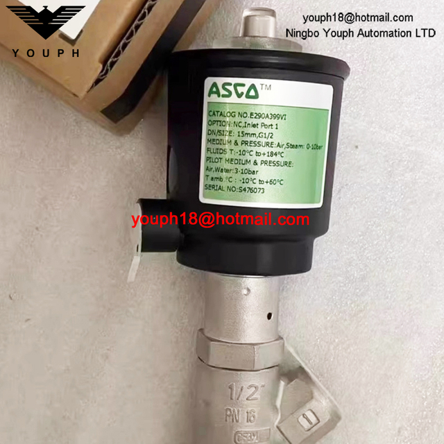 ASCO E290A399 E290A399VI High Temperature EMERSON Stainless Steel Steam Angle Seat VALVE