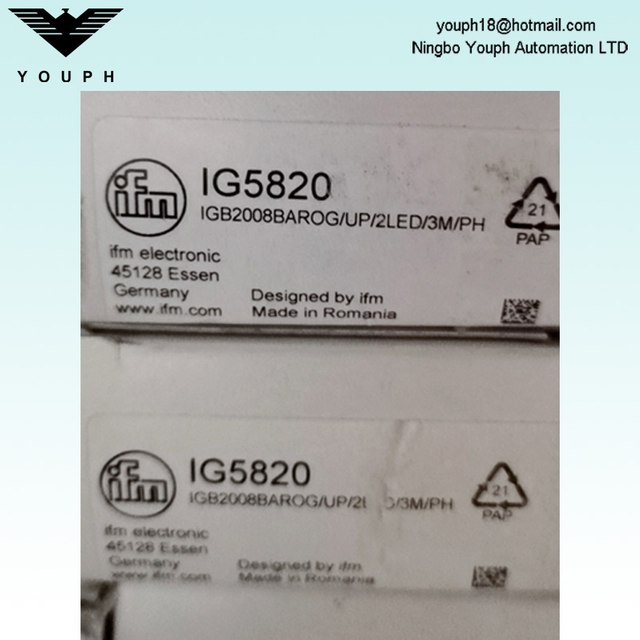 IFM IG5820 IGB2008BAROG/UP/2LED/3M/PH Inductive Sensor