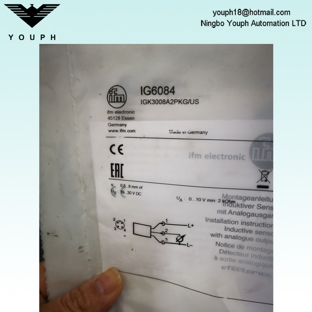 IFM IG6084 IGK4008A2PKG/IO/US IO-Link Inductive Analogue Sensor