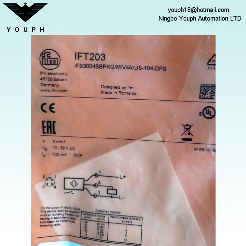 IFM IFT203 IFB3004BBPKG/M/V4A/US-104-DPS Proximity Sensor
