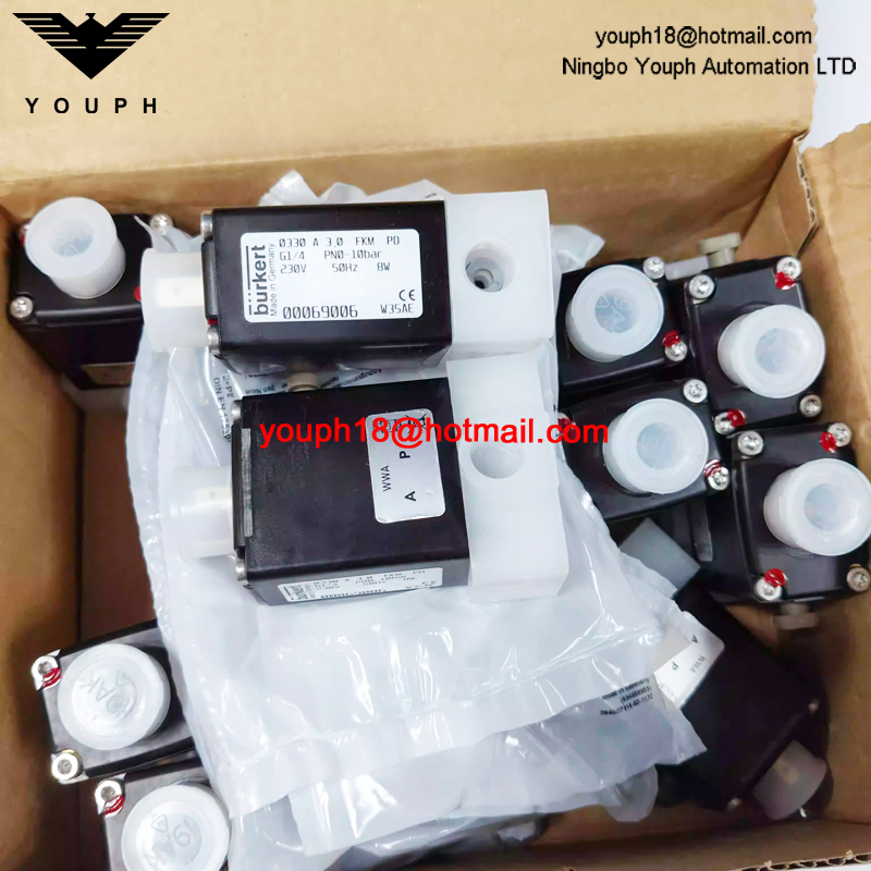 Burkert 00069006 0330 G1/4 A Series FKM Diaphragm Plastic PVDF Body 2/2-way Normally Closed Solenoid Valve