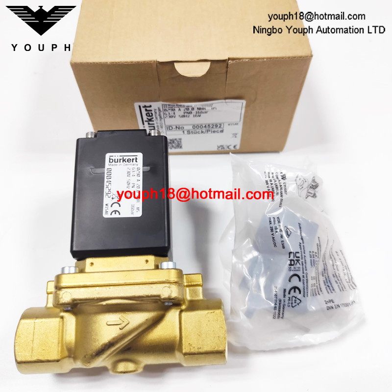 Burkert 00045292 0290 A 20,0 NBR MS 230V 50Hz 16W G3/4" Servo-controlled Brass Solenoid Valve