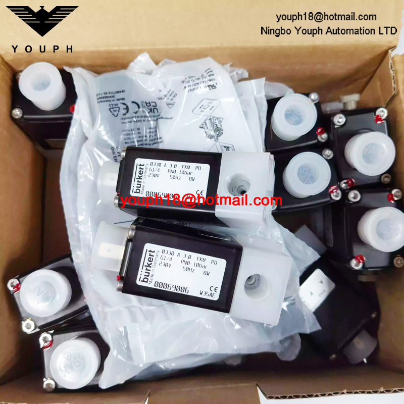 Burkert 00069006 0330 G1/4 A Series FKM Diaphragm Plastic PVDF Body 2/2-way Normally Closed Solenoid Valve