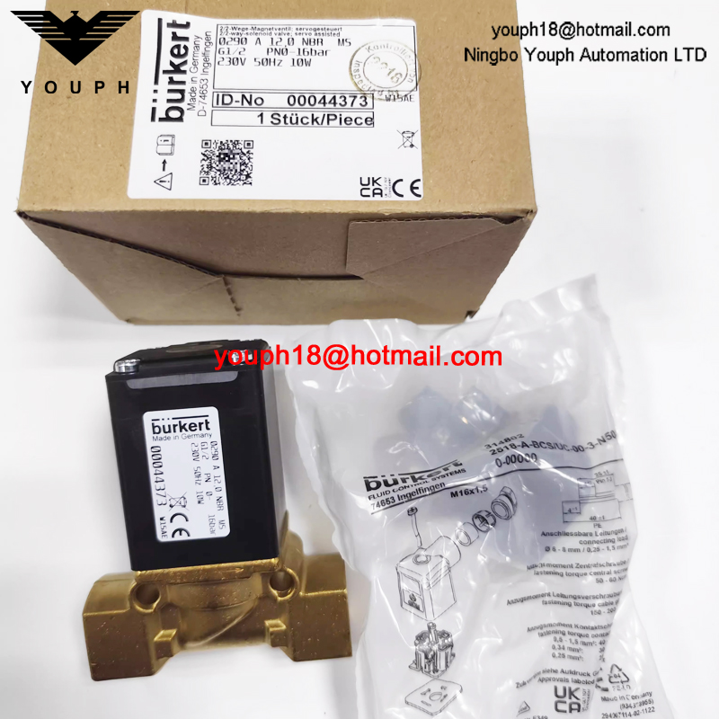 Burkert 00044373 44373 0290 A 12,0 NBR MS Normally Closed 2/2-way Brass Body Solenoid Valve