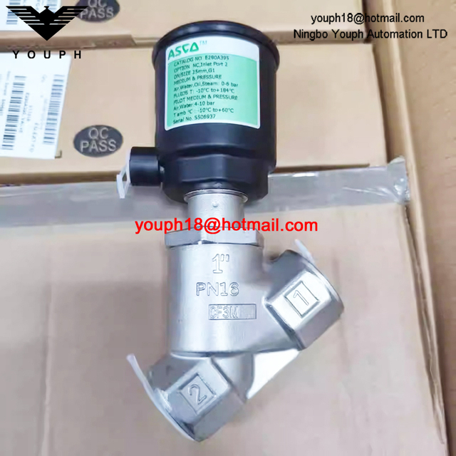 ASCO E290A395 25mm G1" Port EMERSON Stainless Steel Oil Angle Seat VALVE