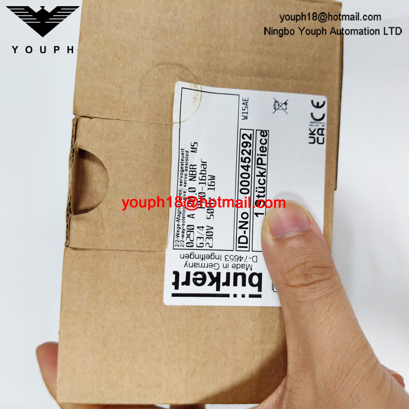 Burkert 00045292 0290 A 20,0 NBR MS 230V 50Hz 16W G3/4" Servo-controlled Brass Solenoid Valve