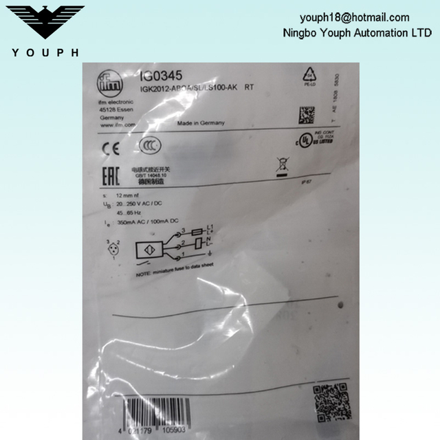 IFM IG0345 IGK2012-ABOA/SL/LS100-AK RT Inductive Sensor