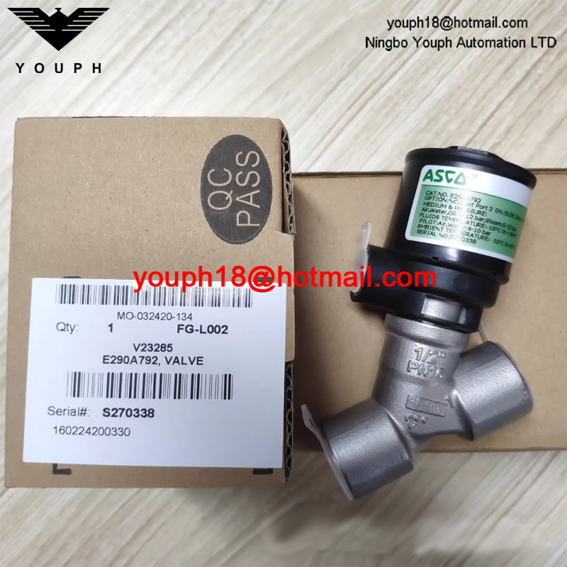 ASCO E290A792 E290A792VI E290B393 E290B395 E290B063 E290B067 Stainless Steel AISI 316L Pressure Operated Angle Seat VALVE