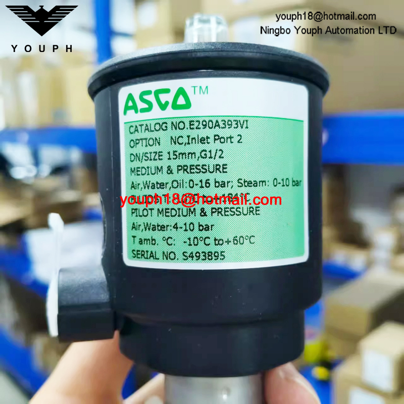 ASCO E290A393 E290A393VI 15mm Port EMERSON Entry Under the Disc SS Angle Seat VALVE