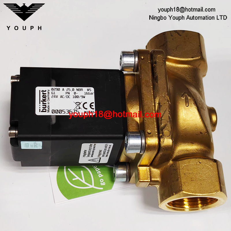 Burkert 00053675 0290 Series NBR Diaphragm 2/2-way DN25 Brass Servo-controlled Solenoid Valve