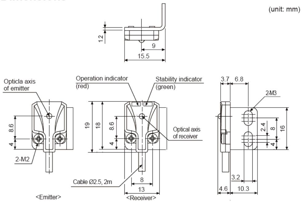dimension Through-beam type