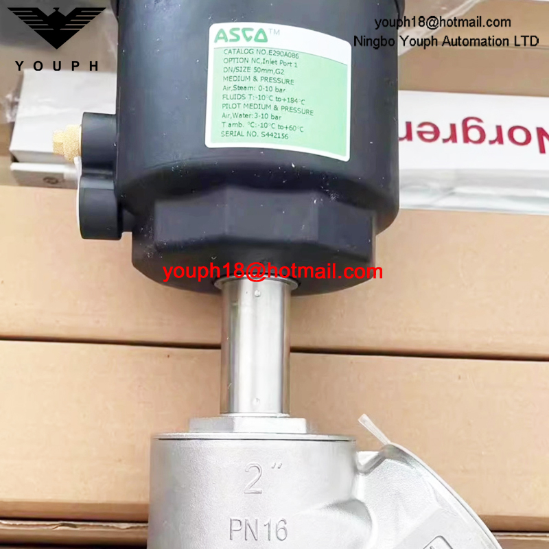 ASCO E290A086 size 50mm NC Hot water EMERSON Stainless Steel Angle Seat VALVE