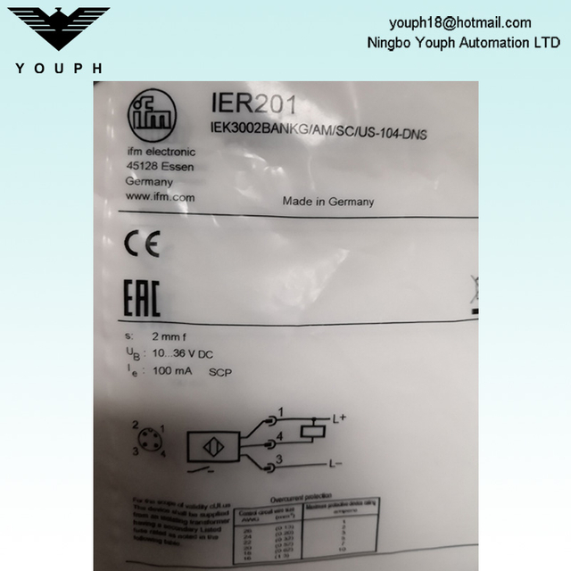 IFM IER200 IER201 IEK3002BANKG/AM/SC/US-104 Inductive Full-metal Sensor