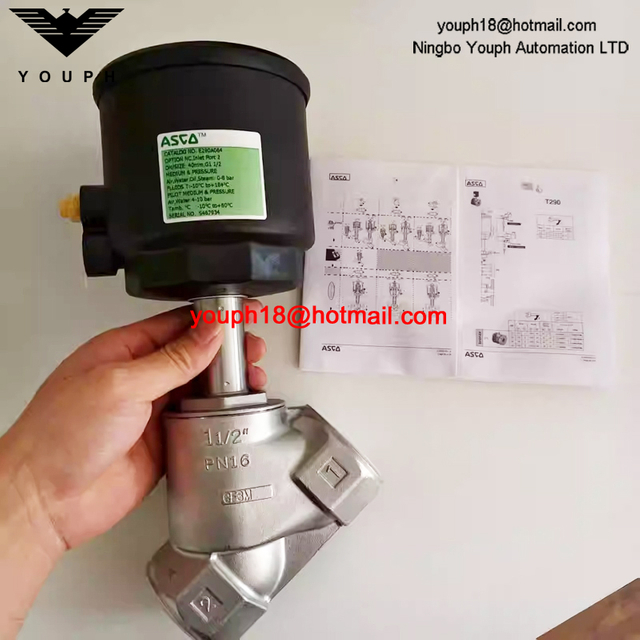 ASCO E290A064 40mm 1-1/2 Stainless Steel AISI 316L Pressure Operated Angle Seat VALVE