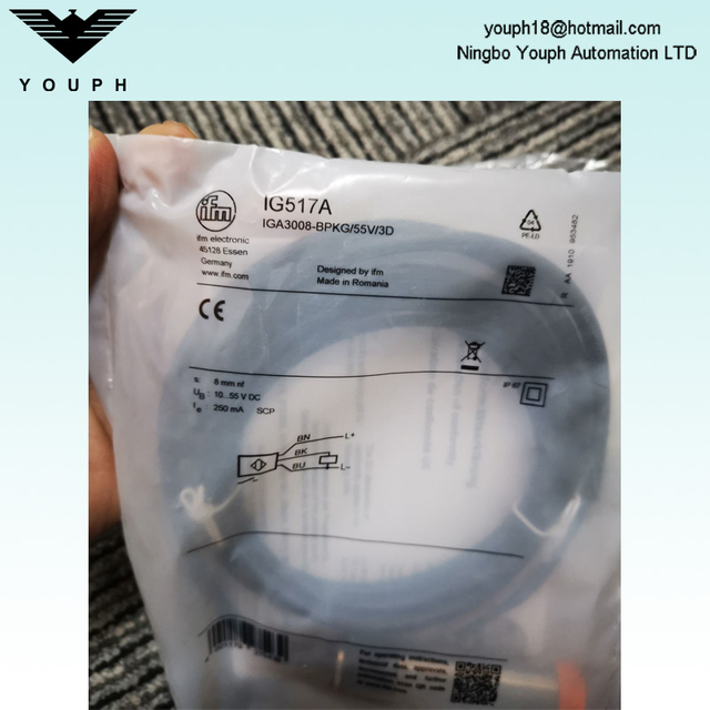 IFM IG517A IGA3008-BPKG/55V/3D Inductive Full-metal Sensor