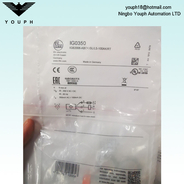 IFM IG0350 IGB2008-ABOA/SL/LS-100AK/RT Inductive Sensor