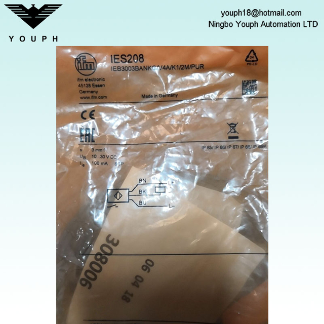 IFM IES208 IEB3003BANKG/V4A/K1/2M/PUR Inductive Sensor