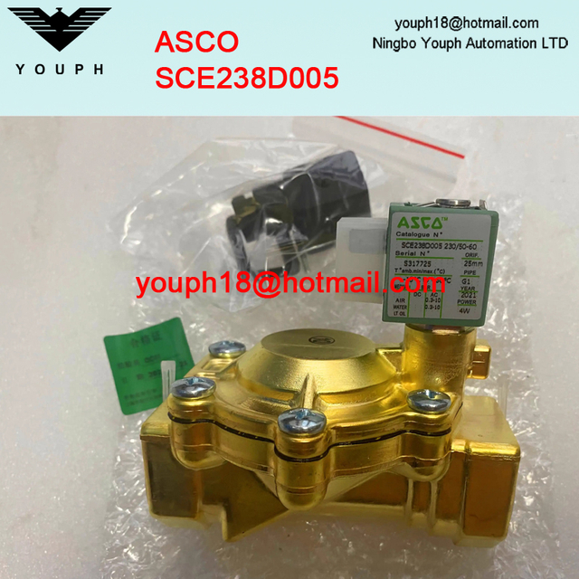 ASCO SCE238D005 1" Orifice 25 mm NC 2/2-Way Brass Electric Solenoid Valve