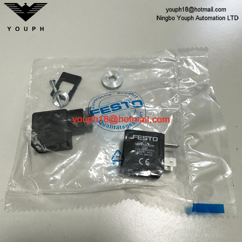 FESTO MSFW-110-50/60 6720 110V AC Tiger Valve MFH-3-1/8 MFH-5-1/4-B Solenoid Coil