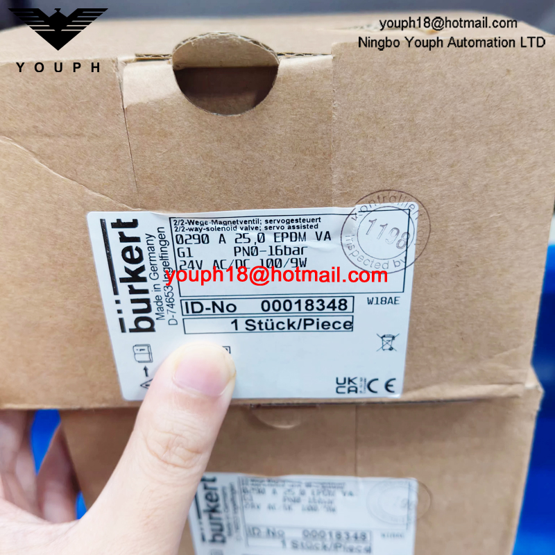 Burkert 00018348 18348 0290 A 25,0 EPDM VA 24V AC/DC 100/9W NC EPDM Seal Stainless Steel Solenoid Valve