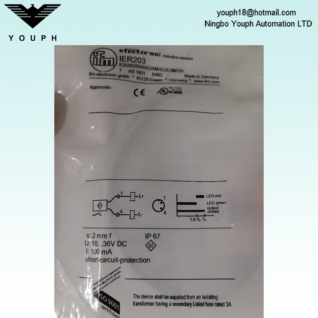 IFM IER203 IEB2002BARKG/AM/SC/0,3M/US/2LE Inductive Full-metal Sensor