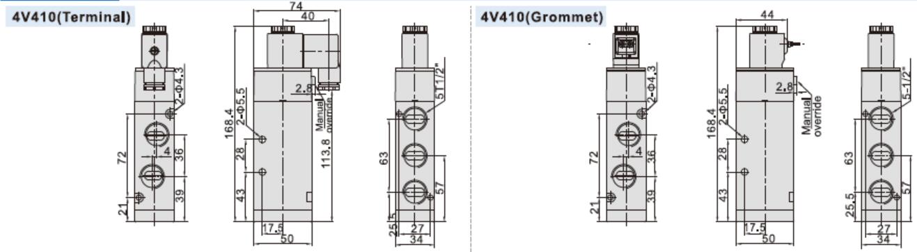 Airtac 4V410-15 Dimension