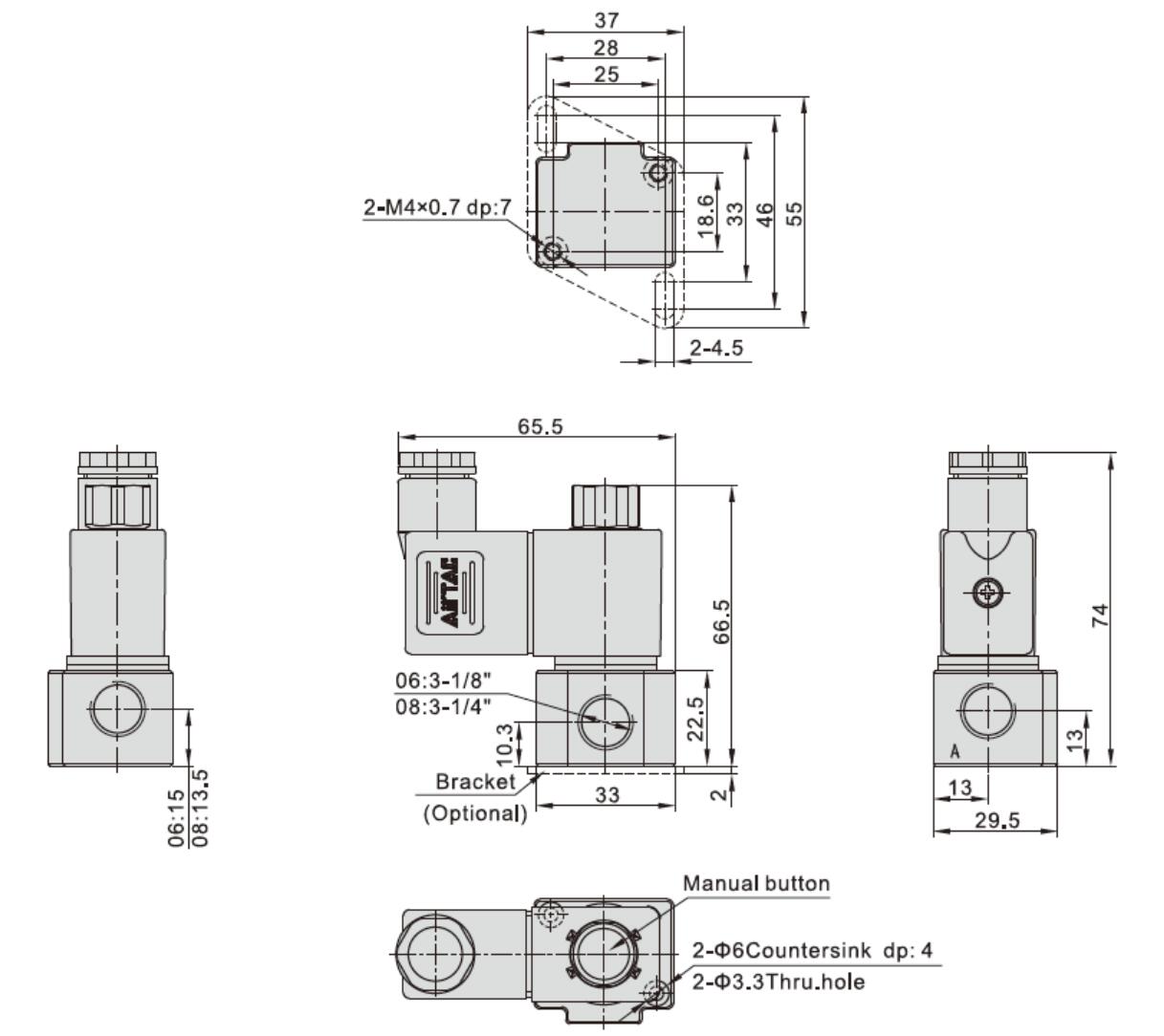 Airtac 3V2-08 Dimension