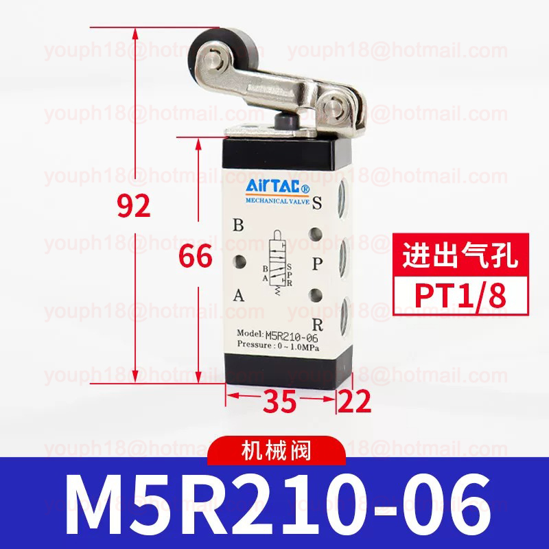 Airtac M5R210-06 G1/8" M5 Series Roller Type Control Valve