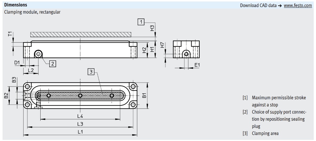 Festo EV-20/75-5 13291 structure and dimensions diagram