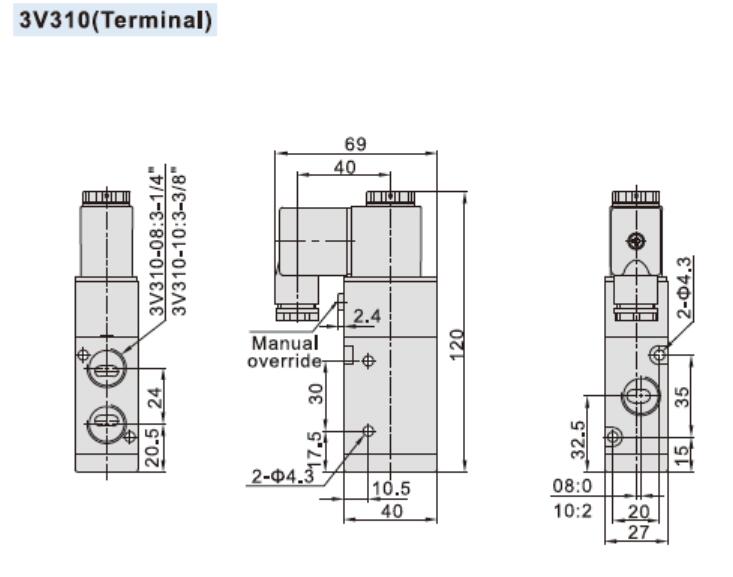 Airtac 3V310-08 Dimension
