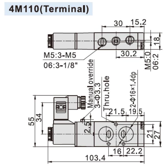 Airtac 4M110-M5 Dimension
