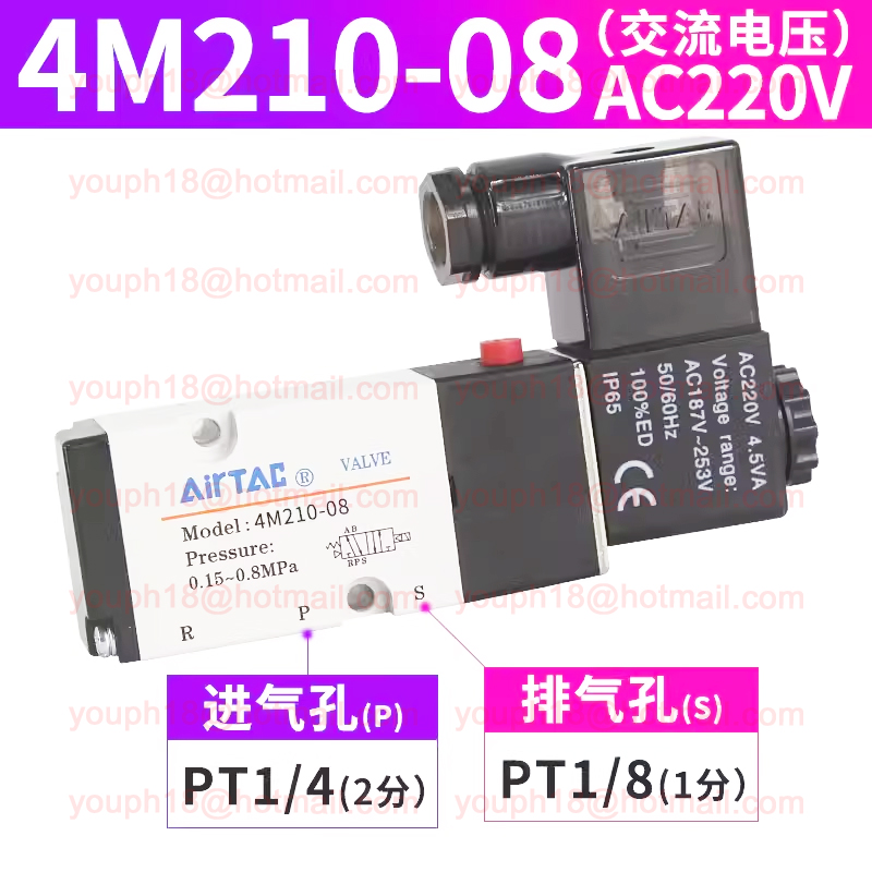 Airtac 4M210-06 G1/8" 4M210-08 G1/4" 4M (NAMUR) Series Solenoid Valve