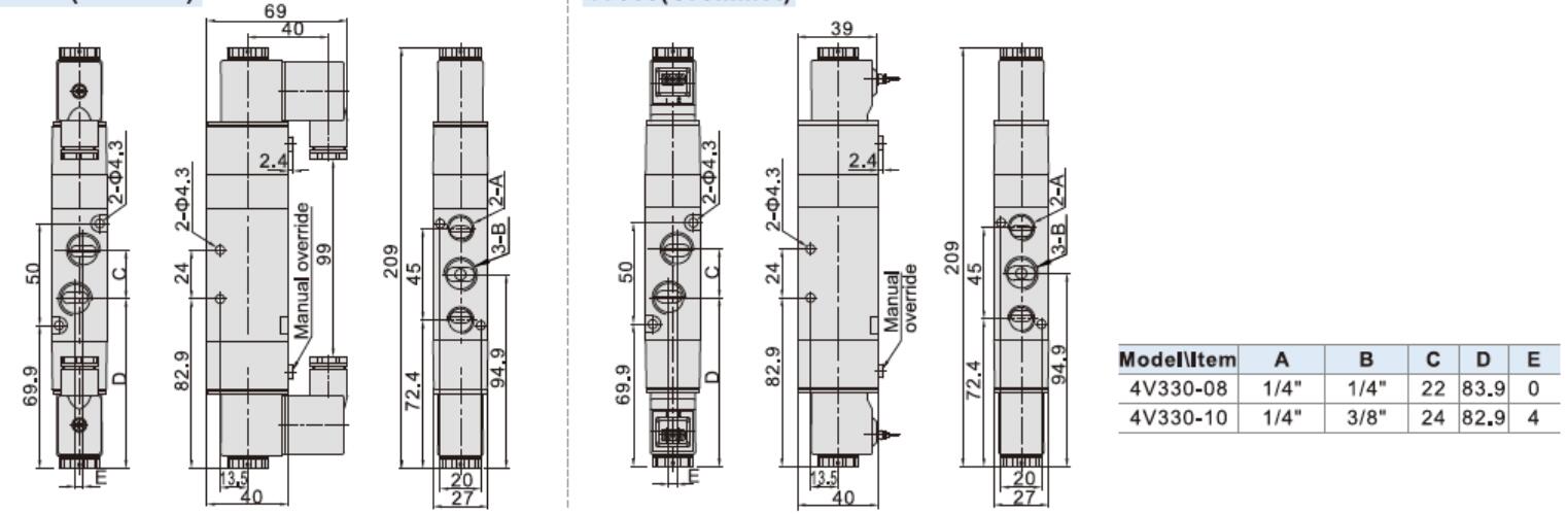 Airtac 4V330P-08 Dimension