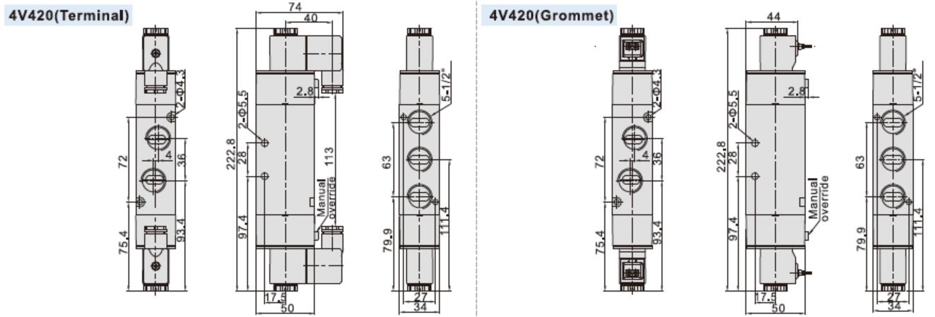Airtac 4V420-15 Dimension