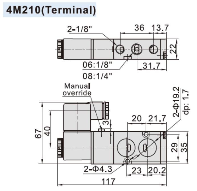 Airtac 4M210-06 Dimension