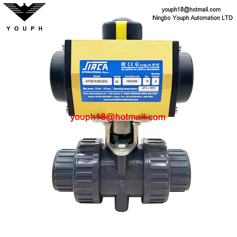 AP02DA SIRCA Corrosion Resistant Pneumatic PPR Flanged Double Union Ball Valve