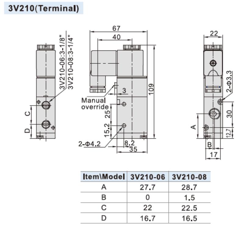 Airtac 3V210-06 Dimension