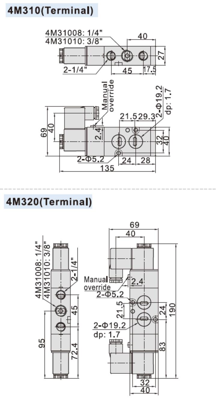 Airtac 4M310-08 Dimension