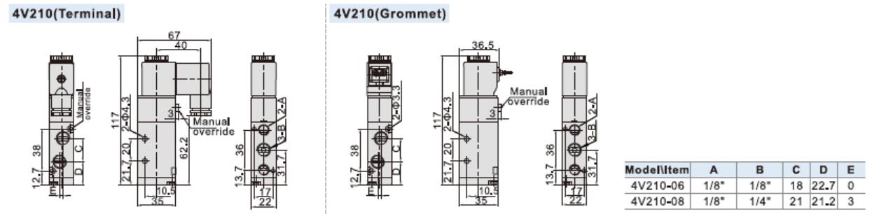 Airtac 4V210-06 Dimension