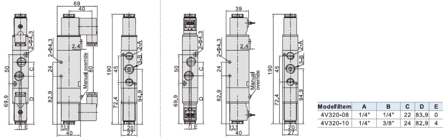 Airtac 4V320-08 Dimension