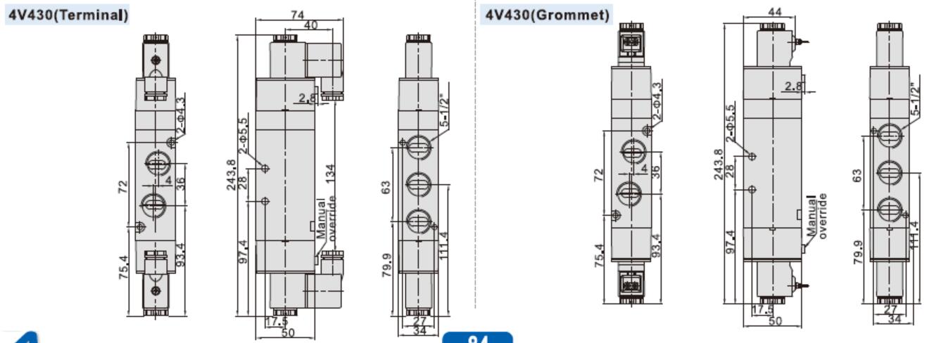Airtac 4V430P-15 Dimension