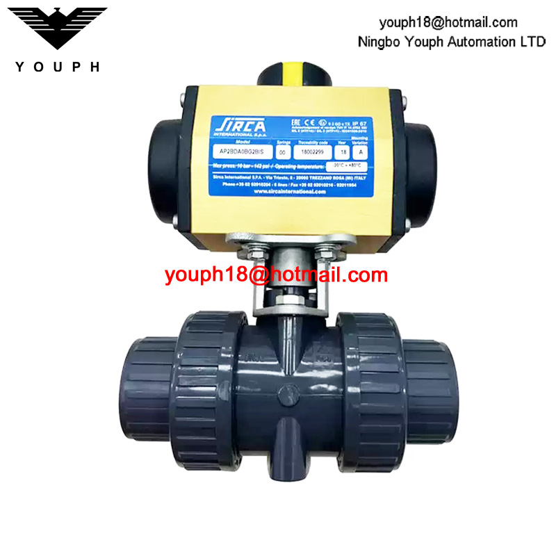AP02DA SIRCA Corrosion Resistant Pneumatic PPR Flanged Double Union Ball Valve
